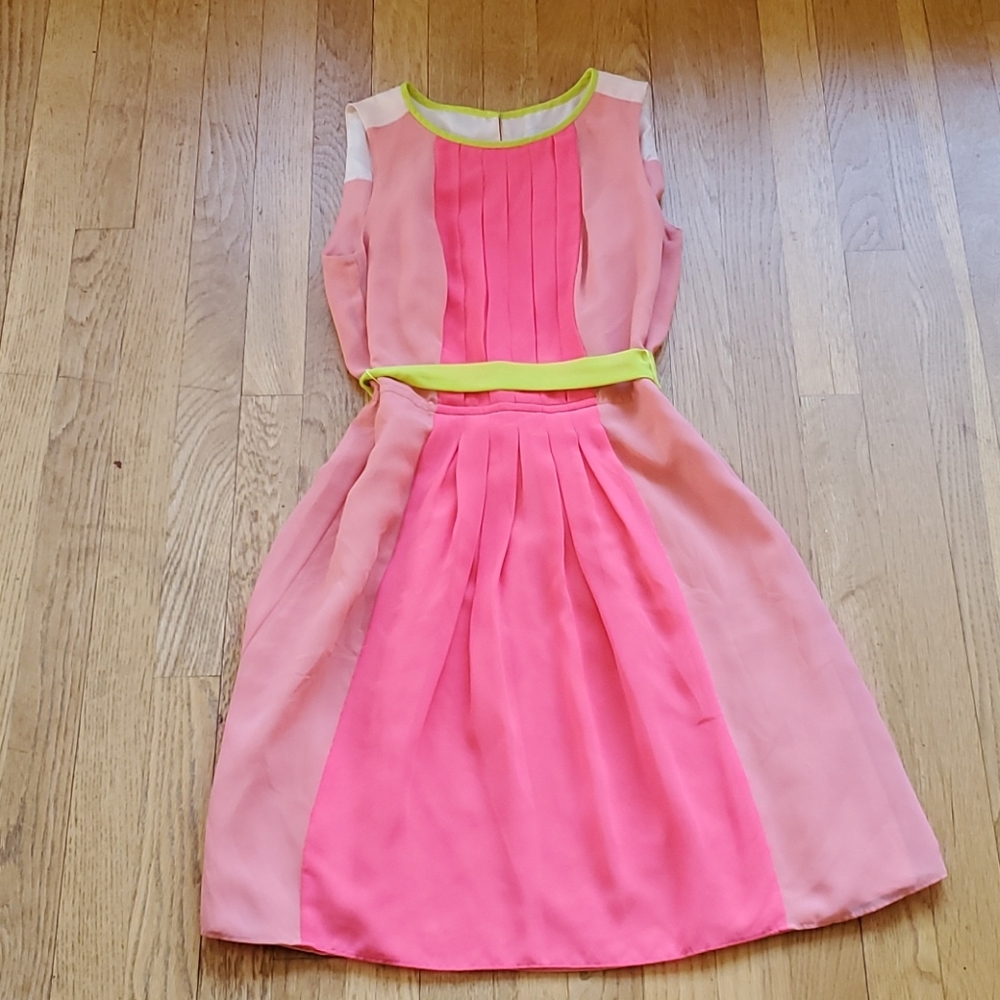 LOFT chiffon neon color block dress 2